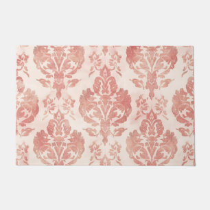 Blush Damask Watercolor Floral Vintage Pattern Doormat