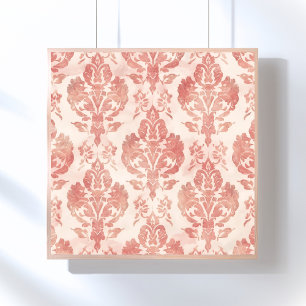 Blush Damask Watercolor Floral Vintage Pattern Poster