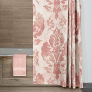Blush Damask Watercolor Floral Vintage Pattern Shower Curtain