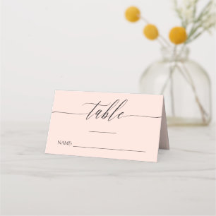 Blush Delicate Calligraphy Names & Wedding Date Place Card