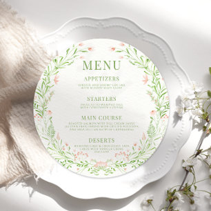 Blush delicate wildflower round Menu Card Plate