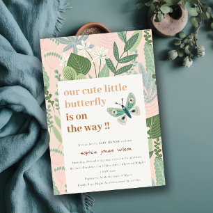 Blush Desert Retro Butterfly Garden Baby Shower Invitation