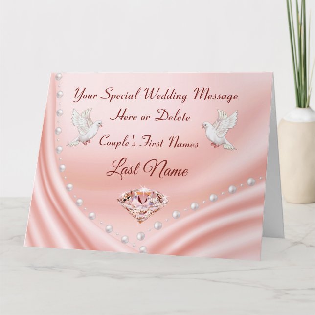 Blush Diamonds and Pearls, LARGE Wedding Card (Front)
