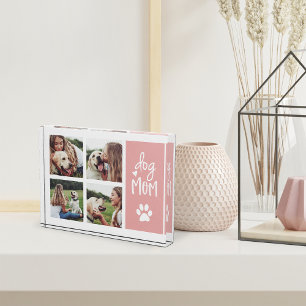 Blush Dog Mum Pawprint Collage Photo Block