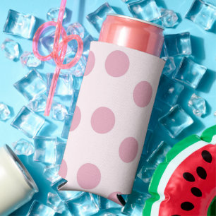 Blush dots on pink seltzer can cooler