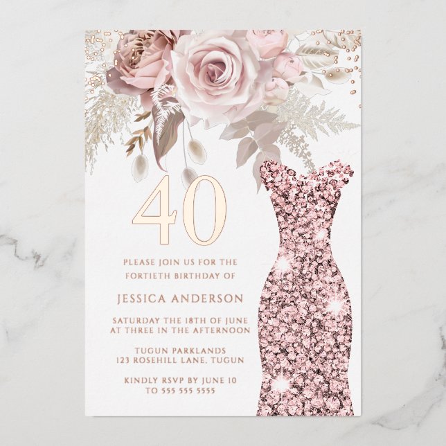 Blush Dress Fabulous 40th Birthday Party Rose Gold (Front)