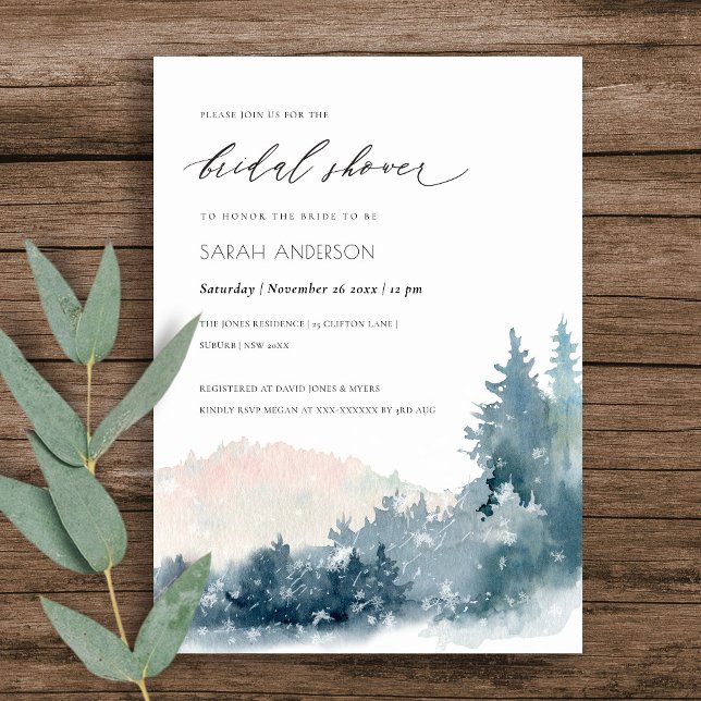BLUSH DUSKY BLUE MOUNTAINS BRIDAL SHOWER INVITE (Creator Uploaded)