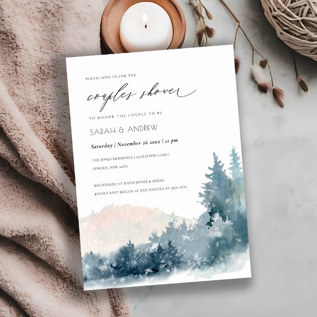 BLUSH DUSKY BLUE MOUNTAINS COUPLES SHOWER INVITE (Creator Uploaded)