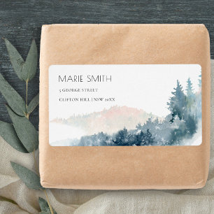 BLUSH DUSKY BLUE MOUNTAINS PINE ADDRESS LABEL