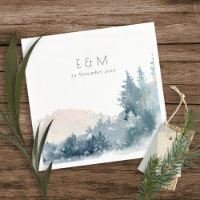 BLUSH DUSKY BLUE MOUNTAINS PINE MONOGRAM WEDDING