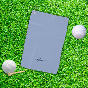 Blush Dusty Blue Modern Girly Monogram Name Golf Towel