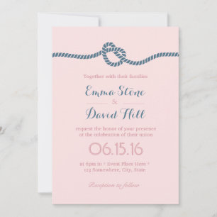 Blush & Dusty Blue Tying the Knot Wedding Invitation