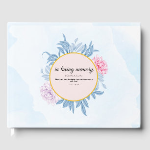 Blush Dusty Blue Watercolor Funeral Guest Book