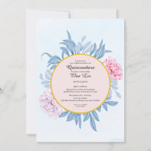 Blush Dusty Blue Watercolor Quinceanera Save The Date