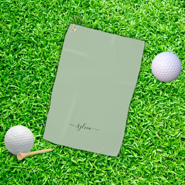Blush Dusty Green Modern Girly Monogram Name Golf Towel (Blush Dusty Green Modern Girly Monogram Name Golf Towel)