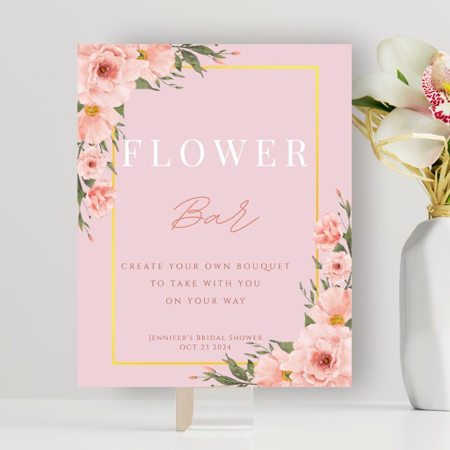 Blush Dusty Pink Flower Bar Bridal Shower Sign (Blush Dusty Pink Flower Bar Bridal Shower Sign)