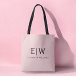 Blush Dusty Pink Girly Script Monogram Modern Tote Bag<br><div class="desc">Blush Dusty Pink Elegant Add Your Own Name Monogram Book Bag. This Book Bag can be customised to include your initial and first name and given as a gift for Christmas,  Sweet 16 Birthday,  Bridal Shower or a Wedding.</div>