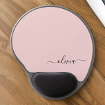 Blush Dusty Pink Girly Script Monogram Name Modern Gel Mouse Mat<br><div class="desc">Blush Dusty Pink Monogram Add Your Own Name Mousepad (Mouse Pad). This makes the perfect sweet 16 birthday,  wedding,  bridal shower,  anniversary,  baby shower or bachelorette party gift for someone that loves glam luxury and chic styles.</div>
