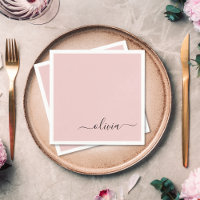 Blush Dusty Pink Girly Script Monogram Name Modern