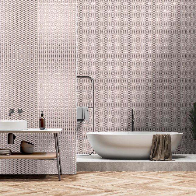 Blush Dusty Pink Grey White Dot Pattern Wallpaper (Bathroom)