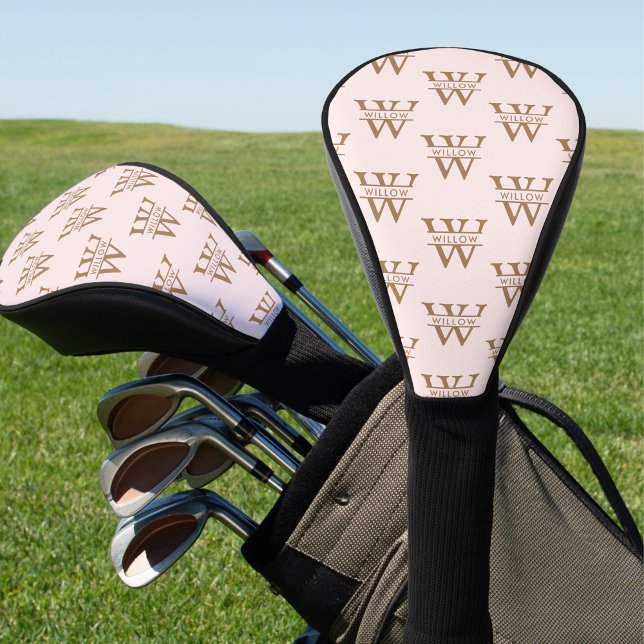 Blush Dusty Pink Modern Girly Monogram Name Golf Head Cover (Blush Dusty Pink Modern Girly Monogram Name Golf Head Cover)
