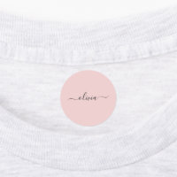 Blush Dusty Pink Modern Script Girly Monogram Name