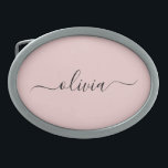 Blush Dusty Pink Modern Script Girly Monogram Name Belt Buckle<br><div class="desc">Blush Dusty Pink Simple Script Monogram Name Belt Buckle. This makes the perfect graduation,  sweet 16 16th,  18th,  21st,  30th,  40th,  50th,  60th,  70th,  80th,  90th,  100th birthday,  wedding,  bridal shower,  anniversary,  baby shower or bachelorette party gift for someone that loves glam luxury and chic styles.</div>