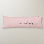 Blush Dusty Pink Modern Script Girly Monogram Name Body Cushion<br><div class="desc">Blush Dusty Pink Simple Script Monogram Name Body Pillow. The pillow makes the perfect sweet 16 birthday,  wedding,  bridal shower,  baby shower or bachelorette party gift for someone decorating her room in rose gold.</div>