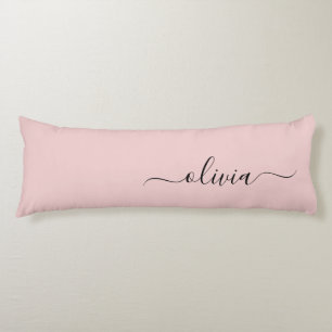 Blush Dusty Pink Modern Script Girly Monogram Name Body Cushion