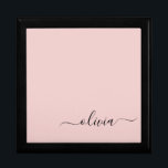 Blush Dusty Pink Modern Script Girly Monogram Name Gift Box<br><div class="desc">Blush Dusty Pink Simple script Monogram Name Jewellery Keepsake Box. This makes the perfect graduation,  birthday,  wedding,  bridal shower,  anniversary,  baby shower or bachelorette party gift for someone that loves glam luxury and chic styles.</div>