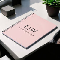 Blush Dusty Pink Modern Script Girly Monogram Name