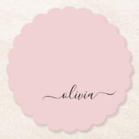 Blush Dusty Pink Modern Script Girly Monogram Name