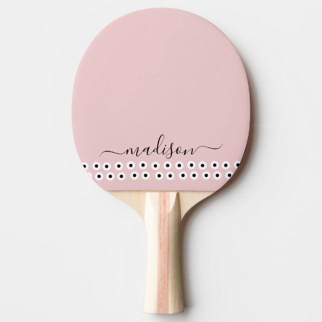 Blush Dusty Pink Modern Script Monogram Name Ping Pong Paddle (Front)