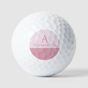 Blush Dusty Pink Monogram Initial Name Minimal Golf Balls