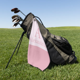 Blush Dusty Pink Monogram Initial Name Minimal Golf Towel