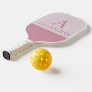 Blush Dusty Pink Monogram Initial Name Minimal Pickleball Paddle