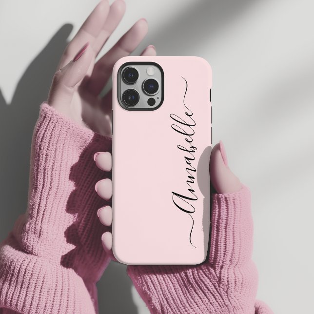 Blush Dusty Pink Personalised Name (Personalized pale pink script name phone case)