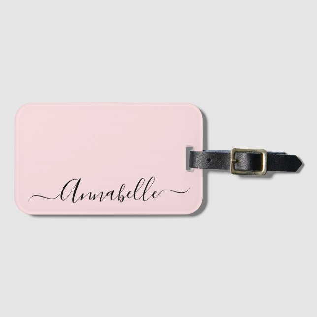 Blush Dusty Pink Personalised Name Luggage Tag (Front Horizontal)