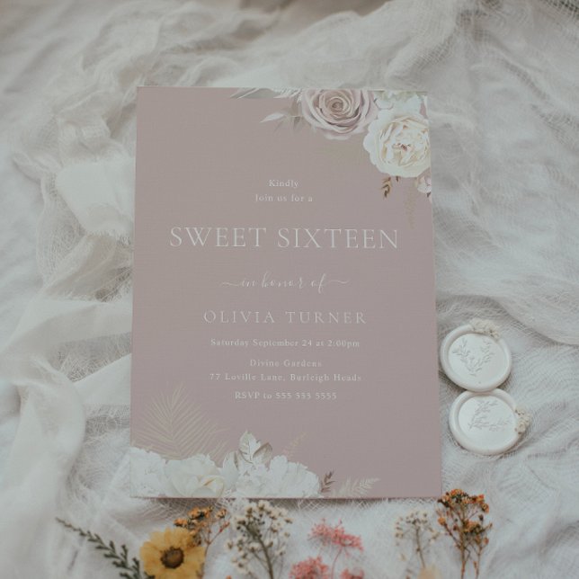 Blush & Dusty Pink Sweet Sixteen 16th Birthday Invitation (Creator Uploaded)