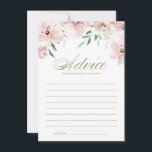 Blush Dusty Pink Watercolor Flowers Bridal Shower Advice Card<br><div class="desc">Give your advice and well wishes to the bride-to-be with this elegant floral advice card. It features watercolor garland of mauve blush pink flowers and greenery with an elegant script. Personalise by adding the bride's name. This blush pink bridal shower advice card is perfect for spring and fall showers.</div>