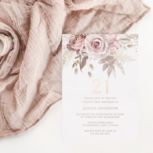 Blush & Dusty Rose 21st Birthday Party Rose Gold (Creator Uploaded)