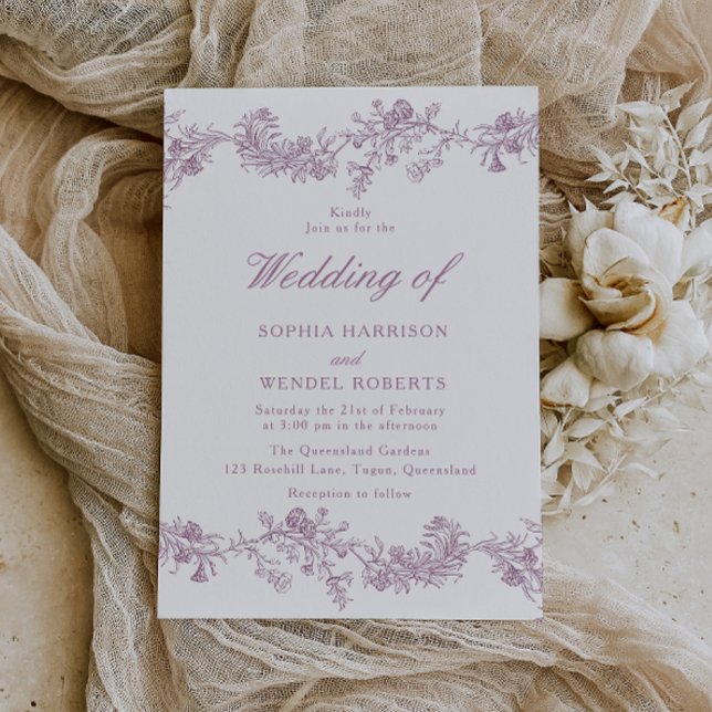 Blush & Dusty Rose Chinoiserie Elegant Wedding Invitation (Creator Uploaded)