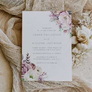 Blush Dusty Rose Elegant Floral Wedding Invitation