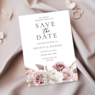 Blush & Dusty Rose Floral Wedding Save The Date
