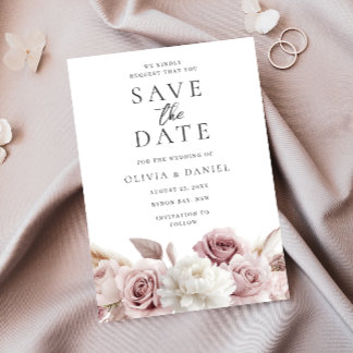 Blush & Dusty Rose Floral Wedding Save The Date