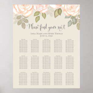 Blush Dusty Rose Floral Wedding Seating Chart