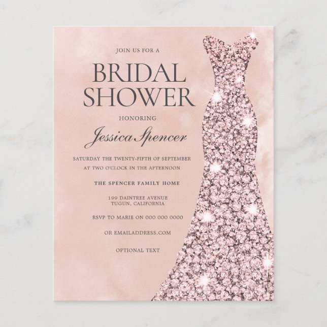 Blush Dusty Rose Gold Dress Budget Bridal Shower (Front)