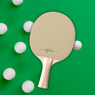 Blush Dusty Yellow Modern Girly Monogram Name Ping Pong Paddle