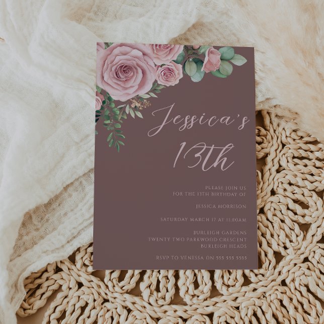 Blush Elegance 13th Birthday Party Invitation (Creator Uploaded)