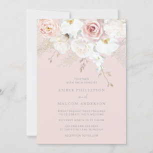 Blush Elegance: All Seasons Floral Wedding Invitation